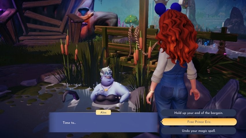 Ursula agreeing to free Prince Eric in Disney Dreamlight Valley.