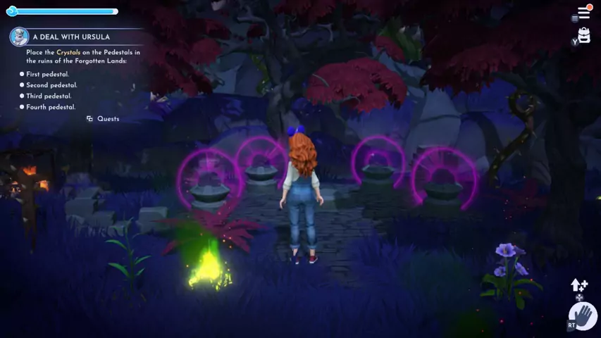 Activating the pedestals in the Forgotten Lands in Disney Dreamlight Valley