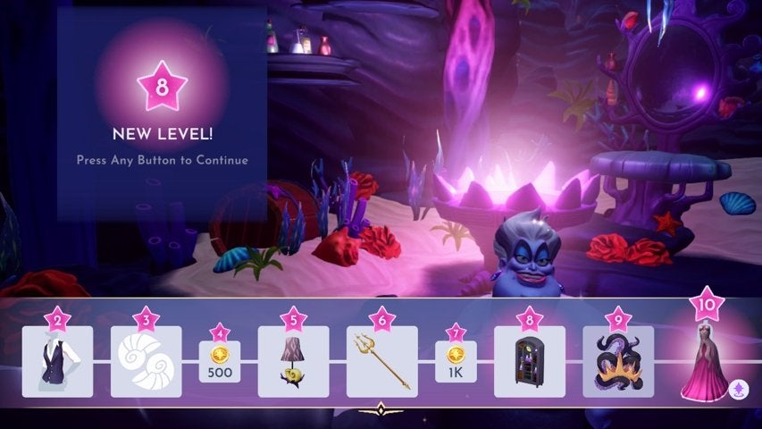 Ursula's friendship level rewards track in Disney Dreamlight Valley