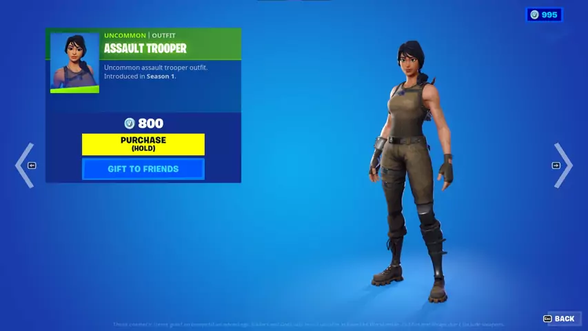 A skin's item page in the Fortnite Item Shop