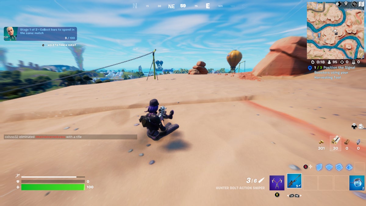 A character sliding in Fortnite
