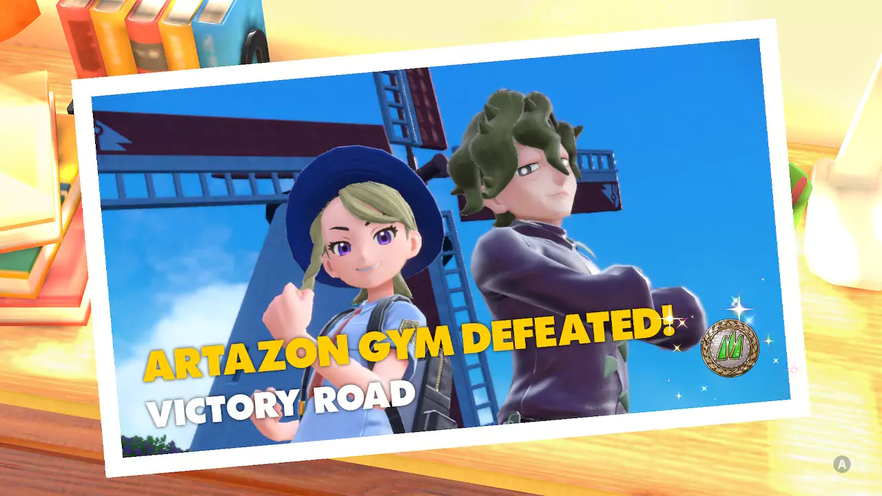 Victory pose after defeating Artazon Gym.