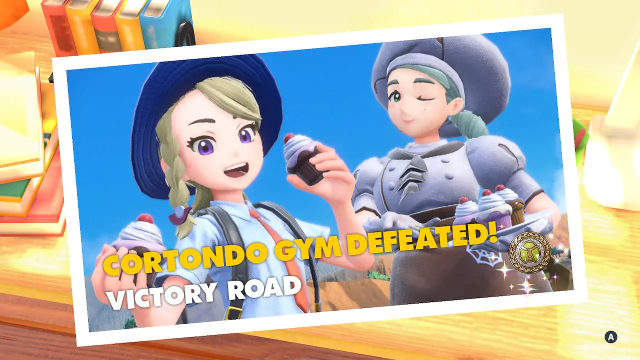 Victory pose after defeating Cortondo Gym.