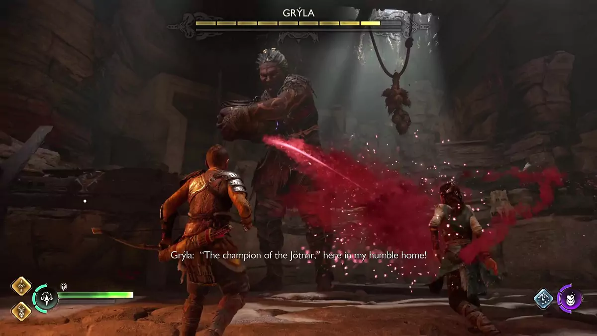Atreus and Angrboda fighting Gryla.