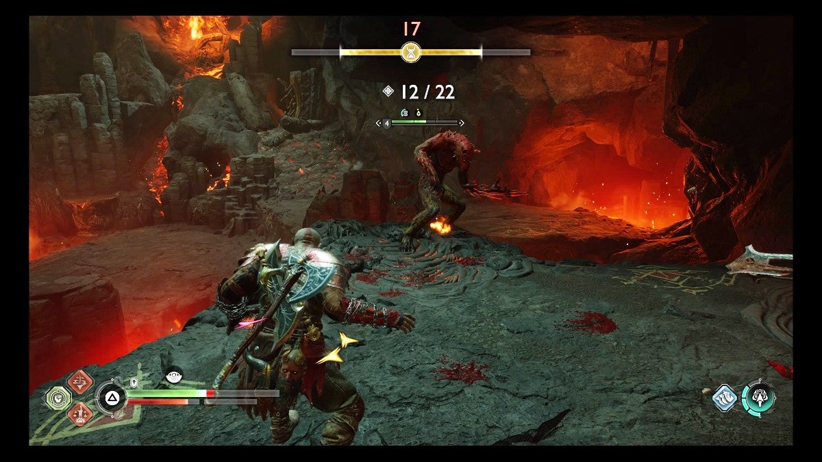 Kratos fighting a werewolf-like enemy.
