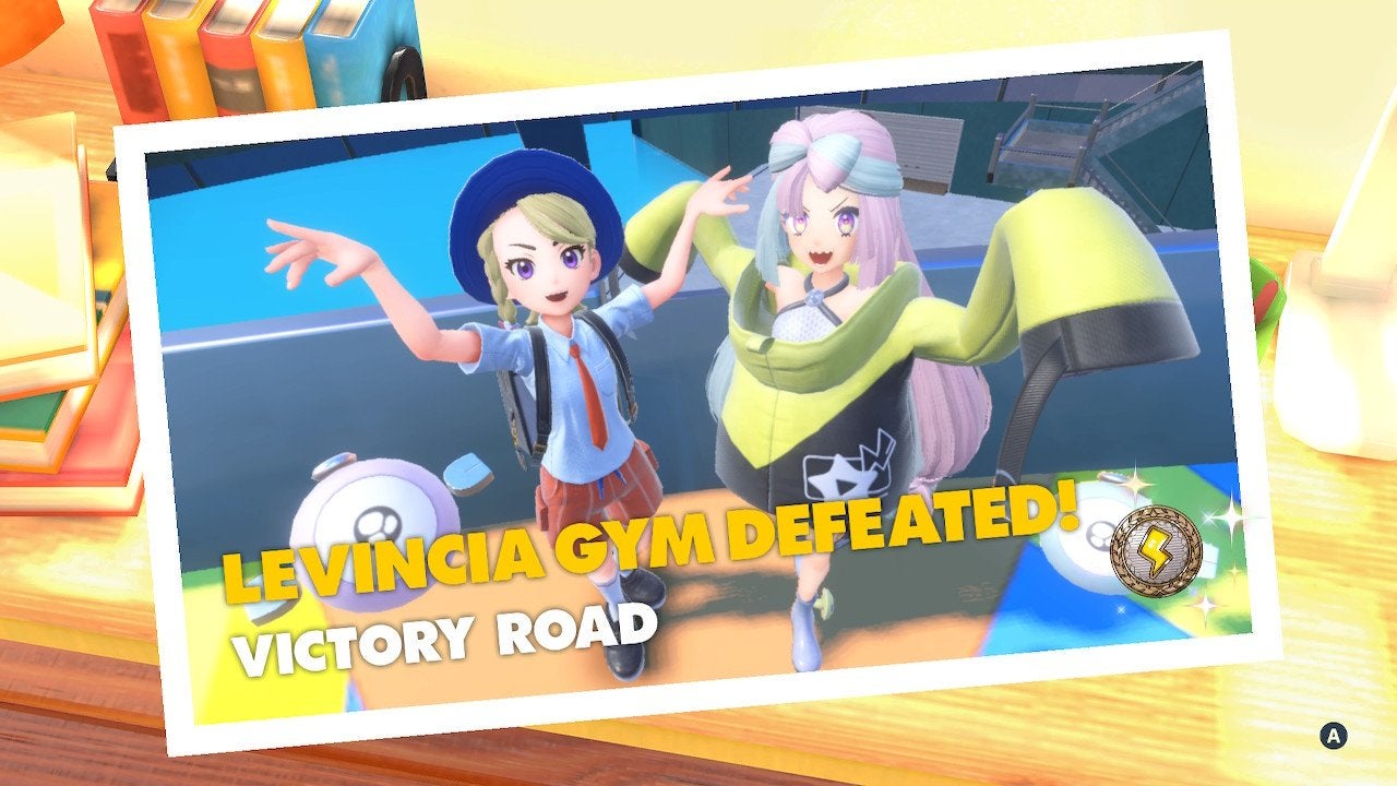 Victory pose after defeating Levincia Gym.