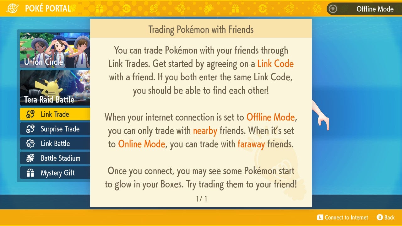 Tutorial screen for Link Trading.