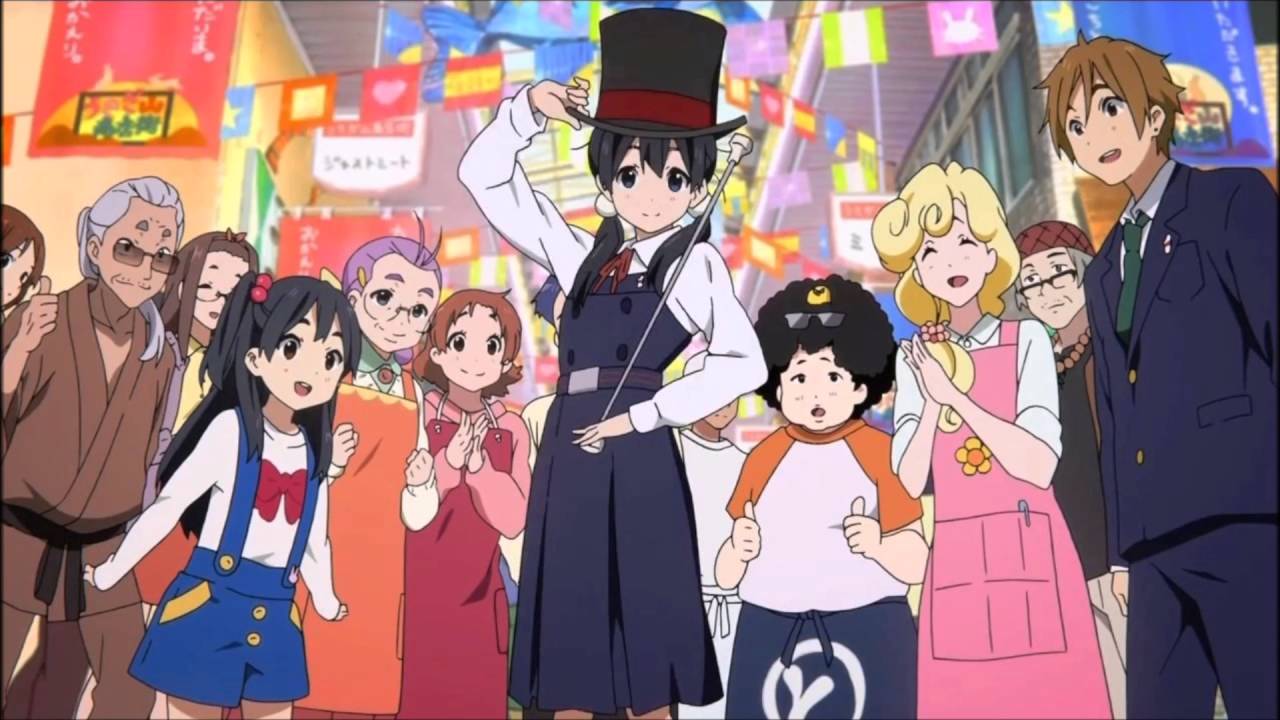 The main characters from the Tamako Market anime series.