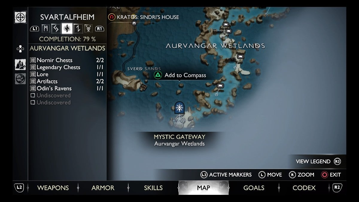 The Mystic Gateway in the south of Aurvangar Wetlands on the map.