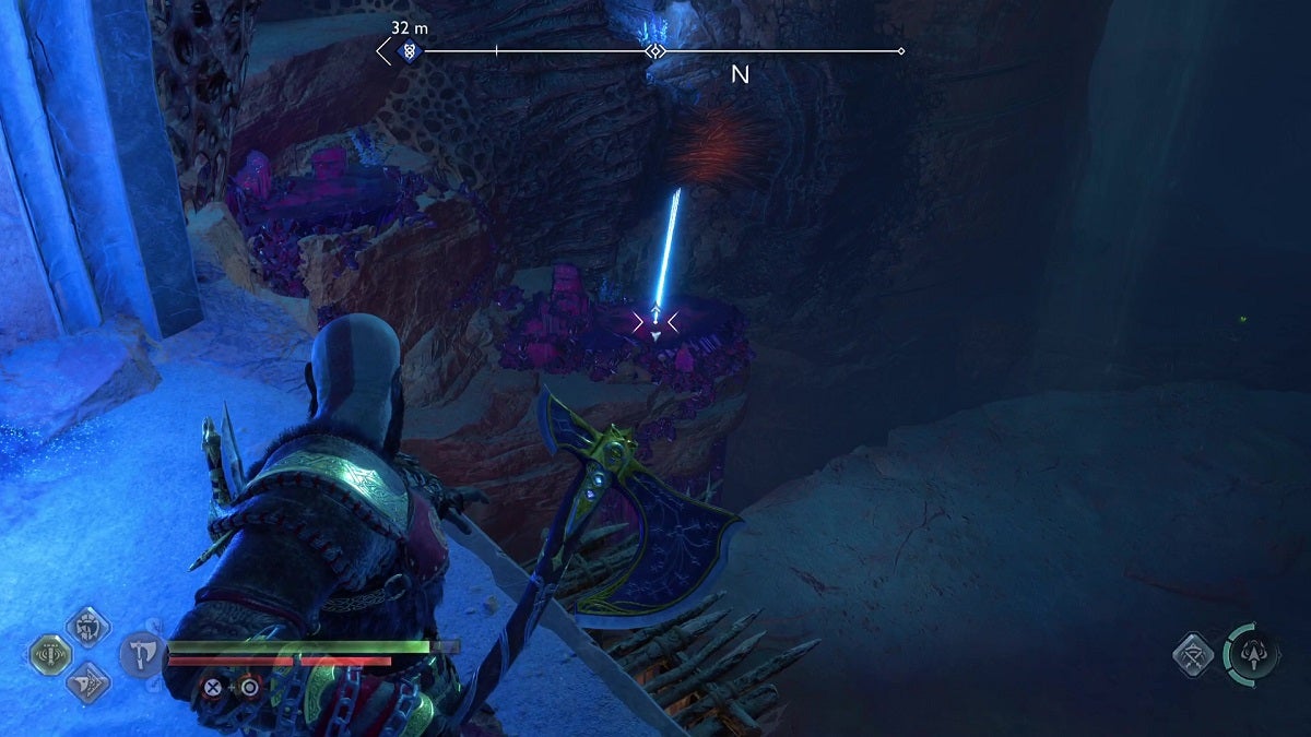 Throwing the axe at a twilight stone during the Song of the Sands favor.