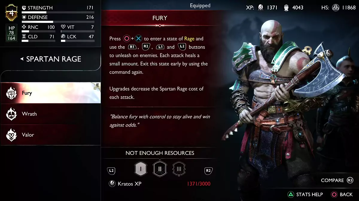 The three versions of Spartan Rage in God of War Ragnarok.