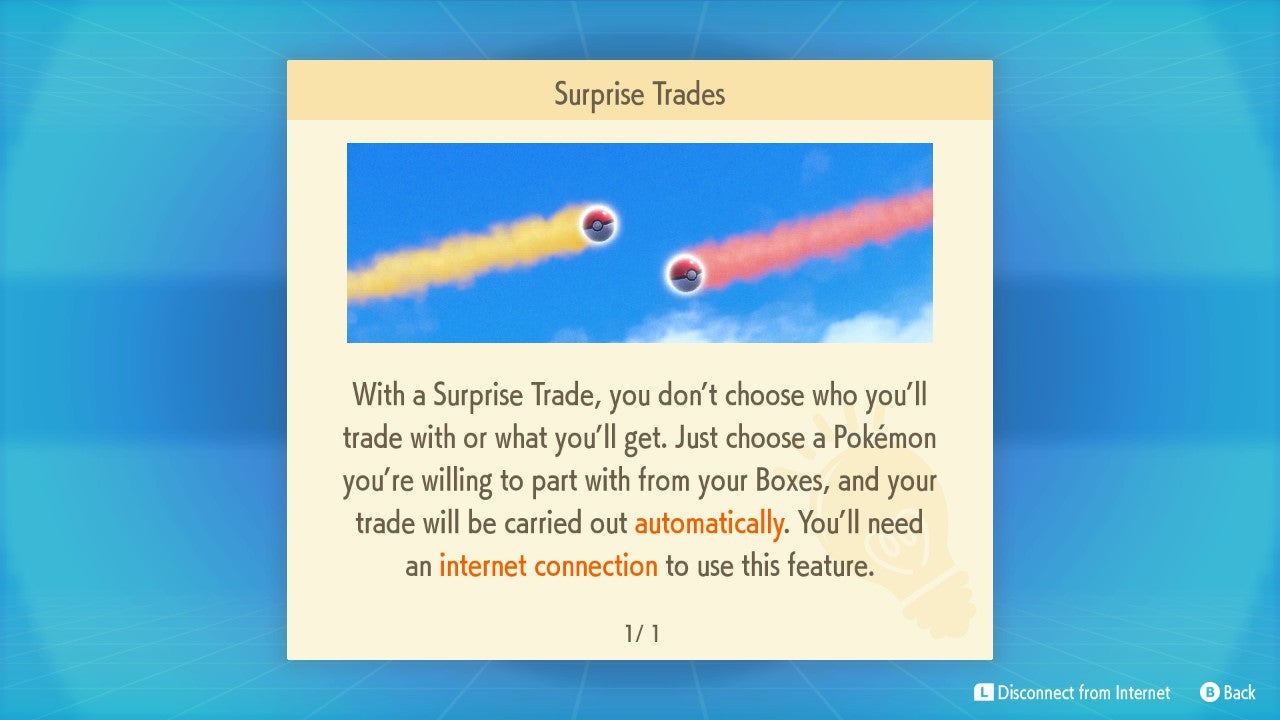 Surprise Trade tutorial screen.