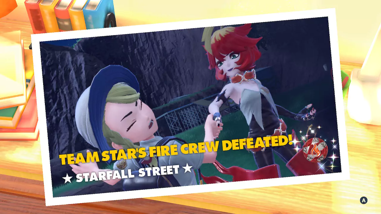 Victory pose after defeating Team Star's Fire base.
