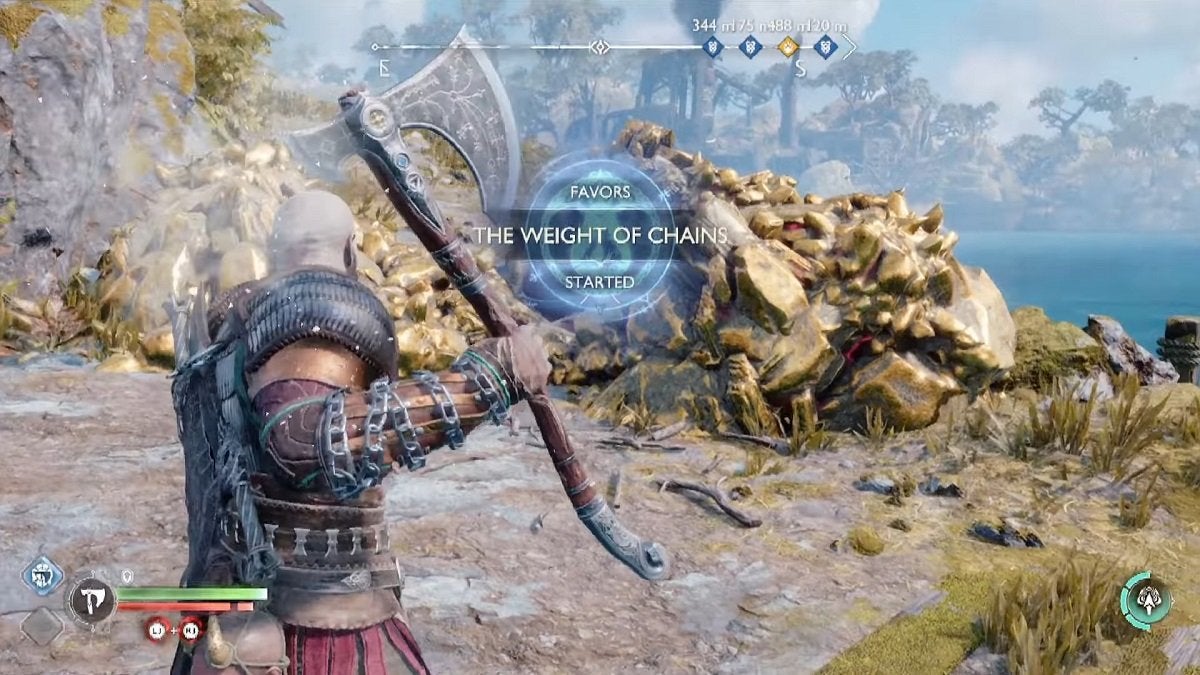 Starting the Weight of Chains favor in God of War Ragnarok.