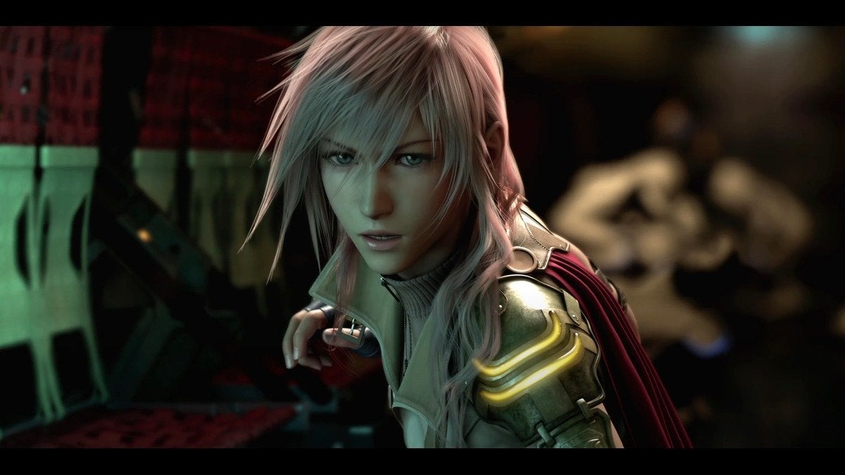 Lightning during the opening cutscene of Final Fantasy XIII.