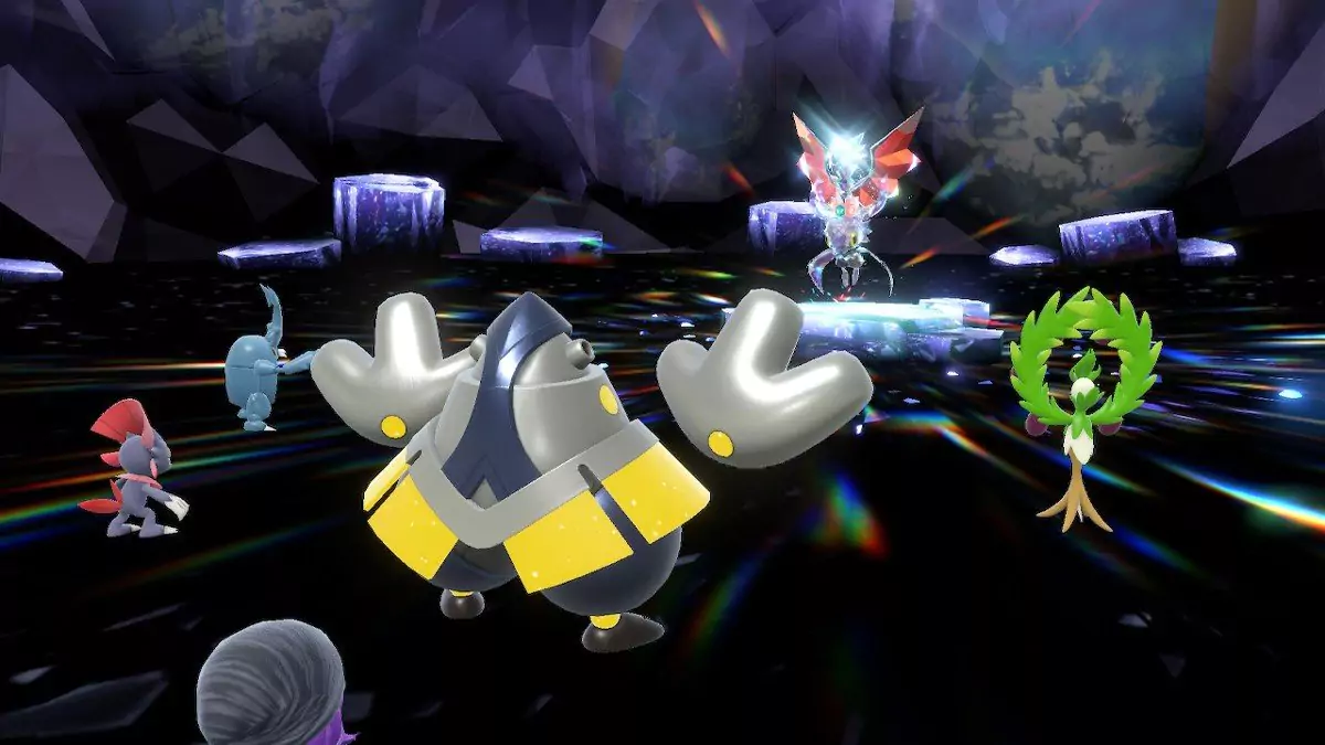 Iron Hands in a Tera Raid Battle with a Noibat Raid Boss.