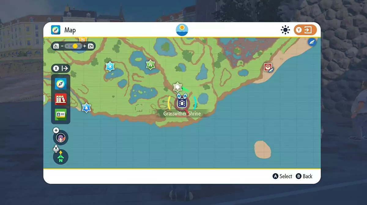 Map view of Grasswither Shrine.