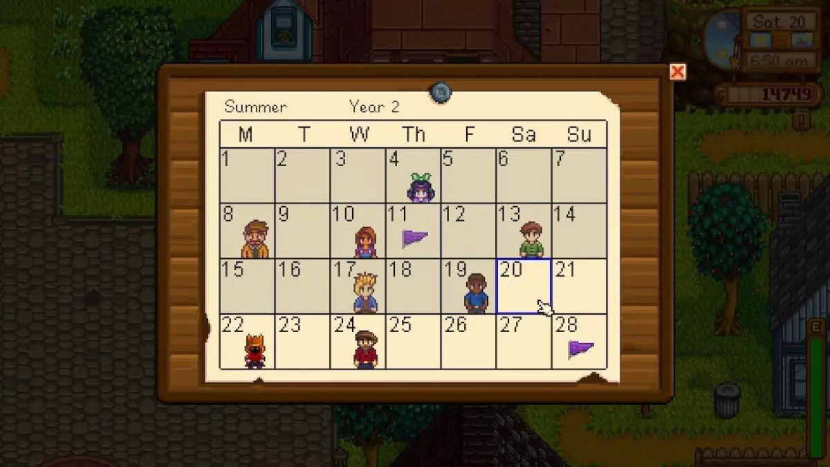The Stardew Valley Calendar.
