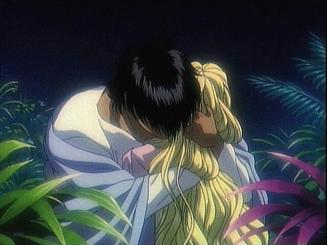 A screenshot from Please Save My Earth, a short 90s anime series.