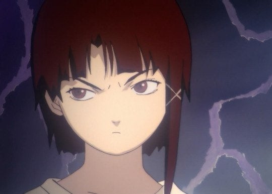 A screenshot of the main character from Serial Experiments Lain.