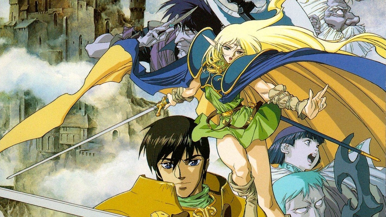 An epic poster for the short anime series Record of Lodoss War.