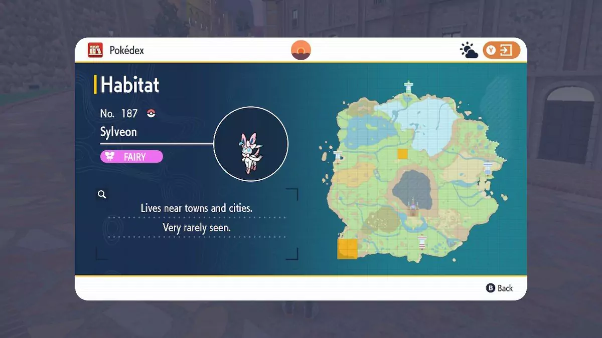 Where Sylveon can spawn on the Paldea map.