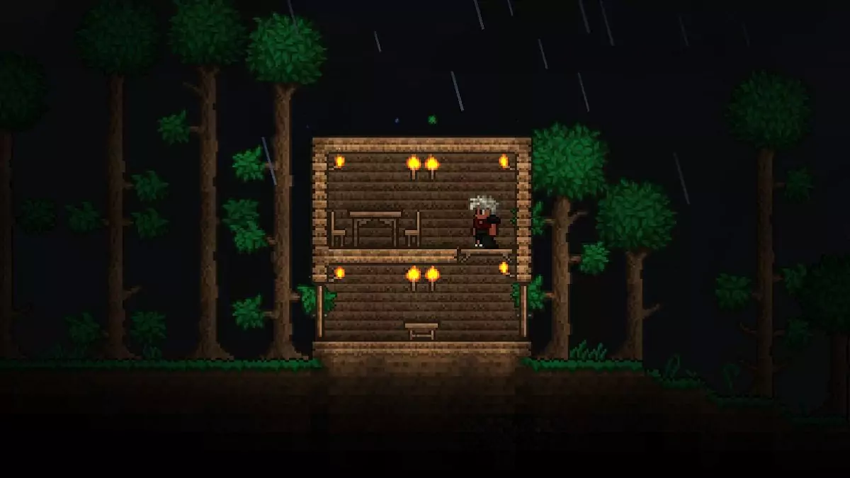 A Starter House in Terraria.