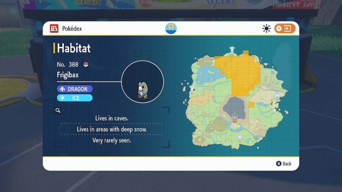 Map location of where Frigibax can spawn.