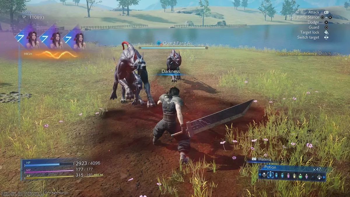Zack using the Darkness Materia in Crisis Core: Final Fantasy VII Reunion.