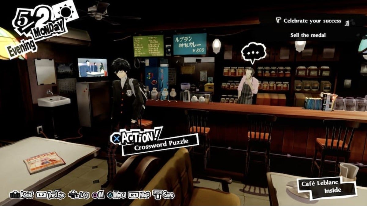 The Crossword Puzzle book at Leblanc in Persona 5 Royal.