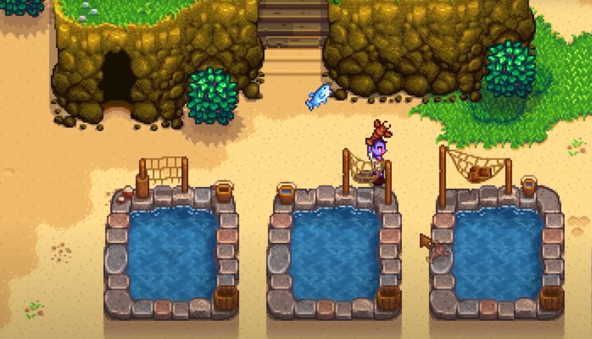 A collection of Fish Ponds on a farm in Stardew Valley.