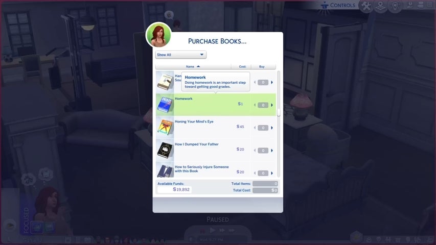 A Sim ordering a replacement teen homework book in The Sims 4.