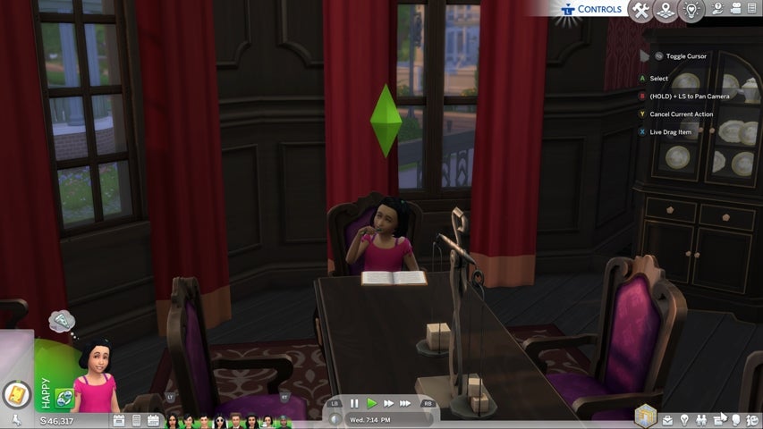 A child doing their homework in The Sims 4.