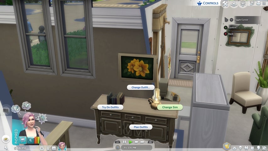 A dresser in The Sims 4 that shows the option to Change Sim