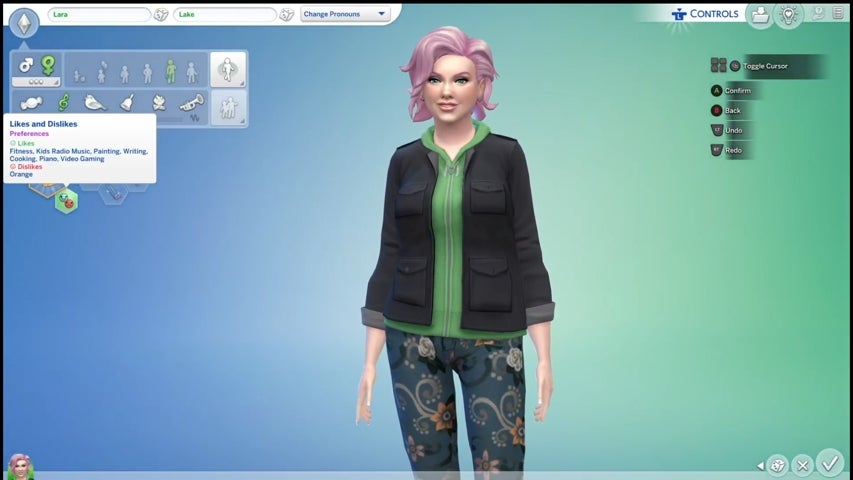 Editing a Sim in the Create-A-Sim screen in The Sims 4.