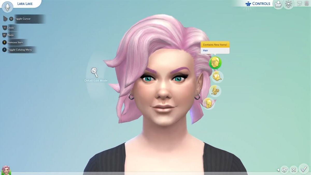 A character's face being edited in the Create-A-Sim screen in The Sims 4.
