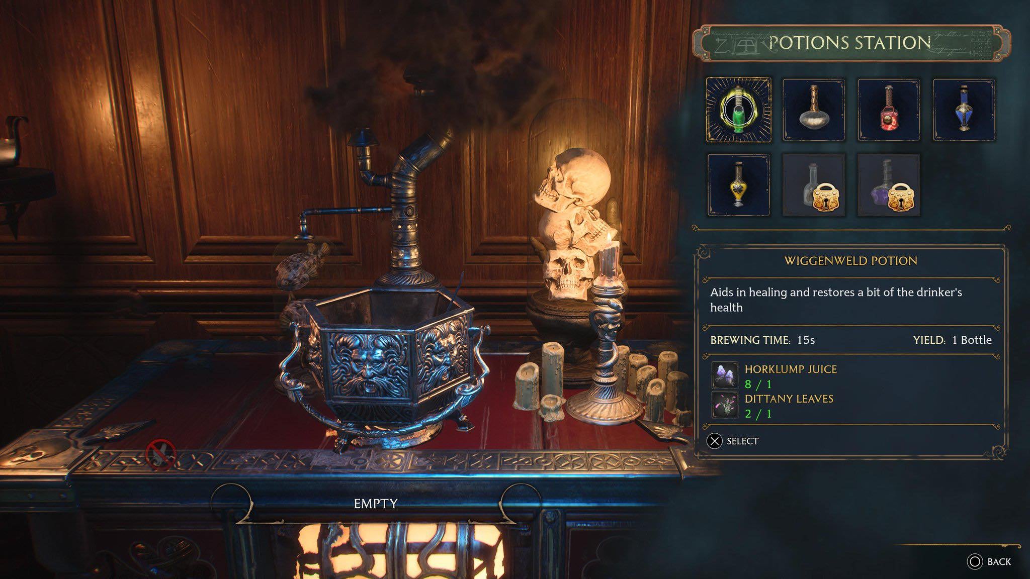 Showing the necessary ingredients to brew a Wiggenweld Potion.