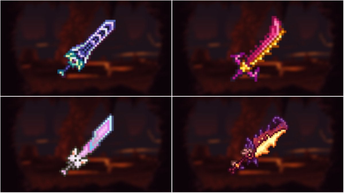 Powerful swords in Terraria.