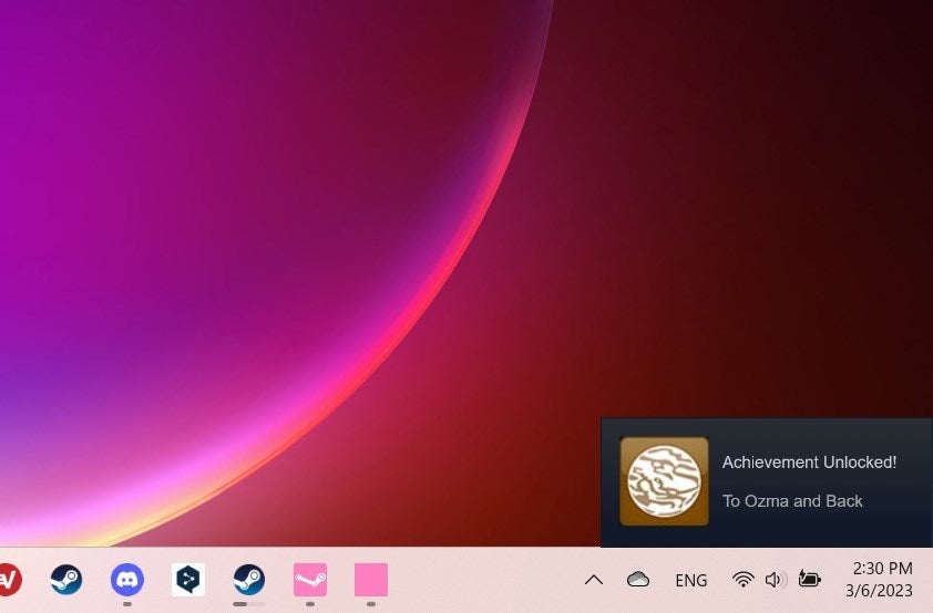 A Steam achievement notification.