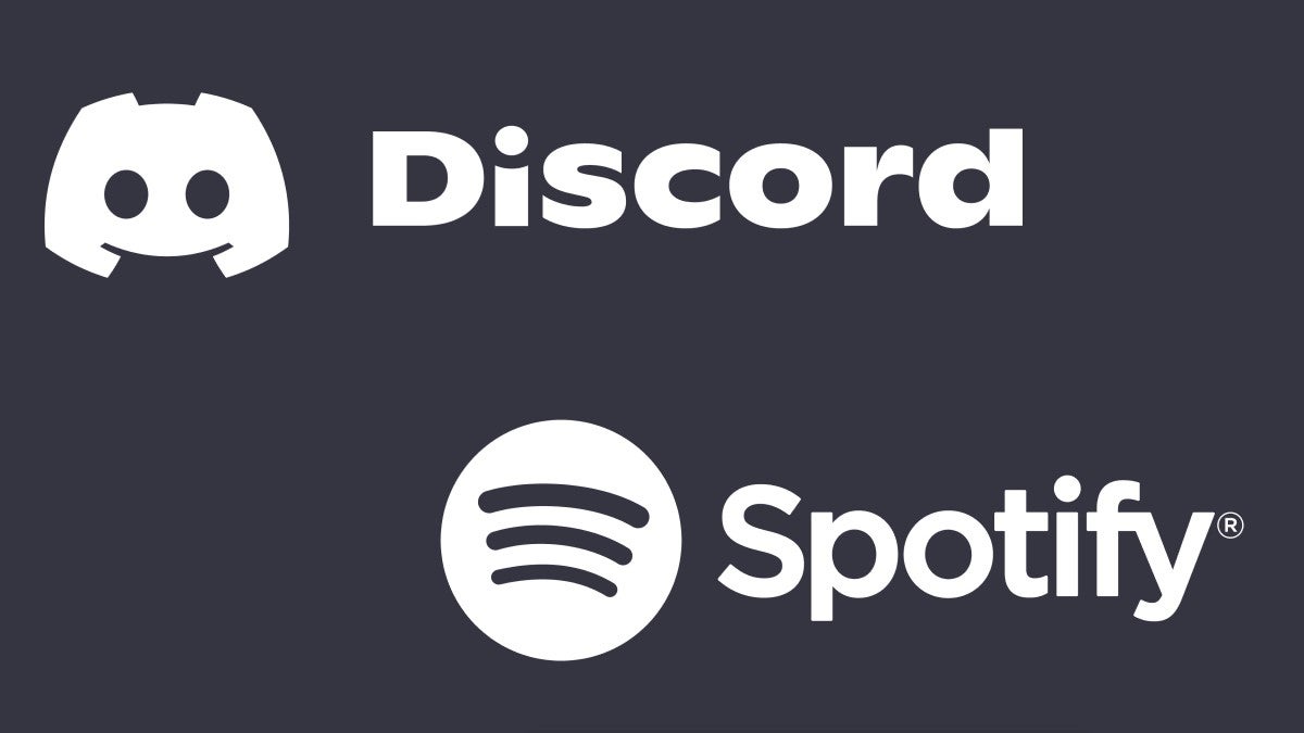 A gray background with a Discord and Spotify logo.