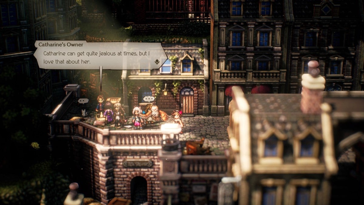 Catharine and the Haggard Man in Octopath Traveler 2.
