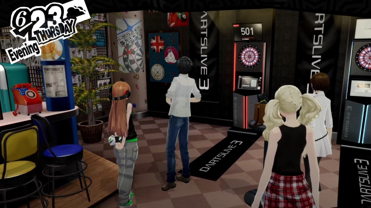 Playing darts with friends in Persona 5 Royal
