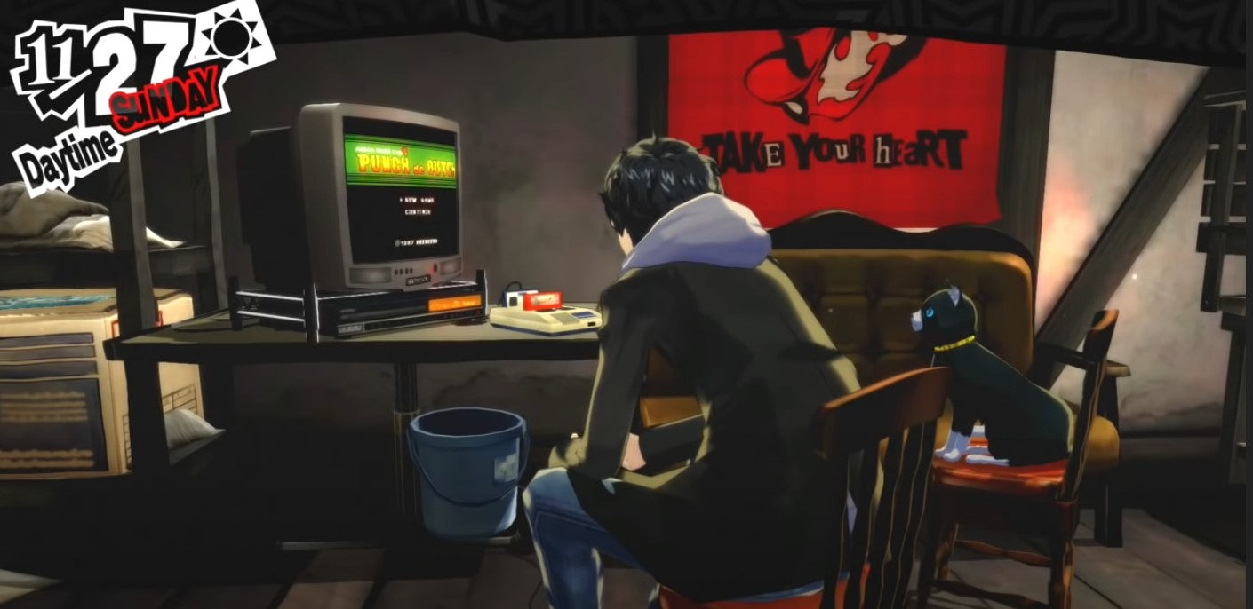 Playing retro video games in your room in Persona 5 Royal