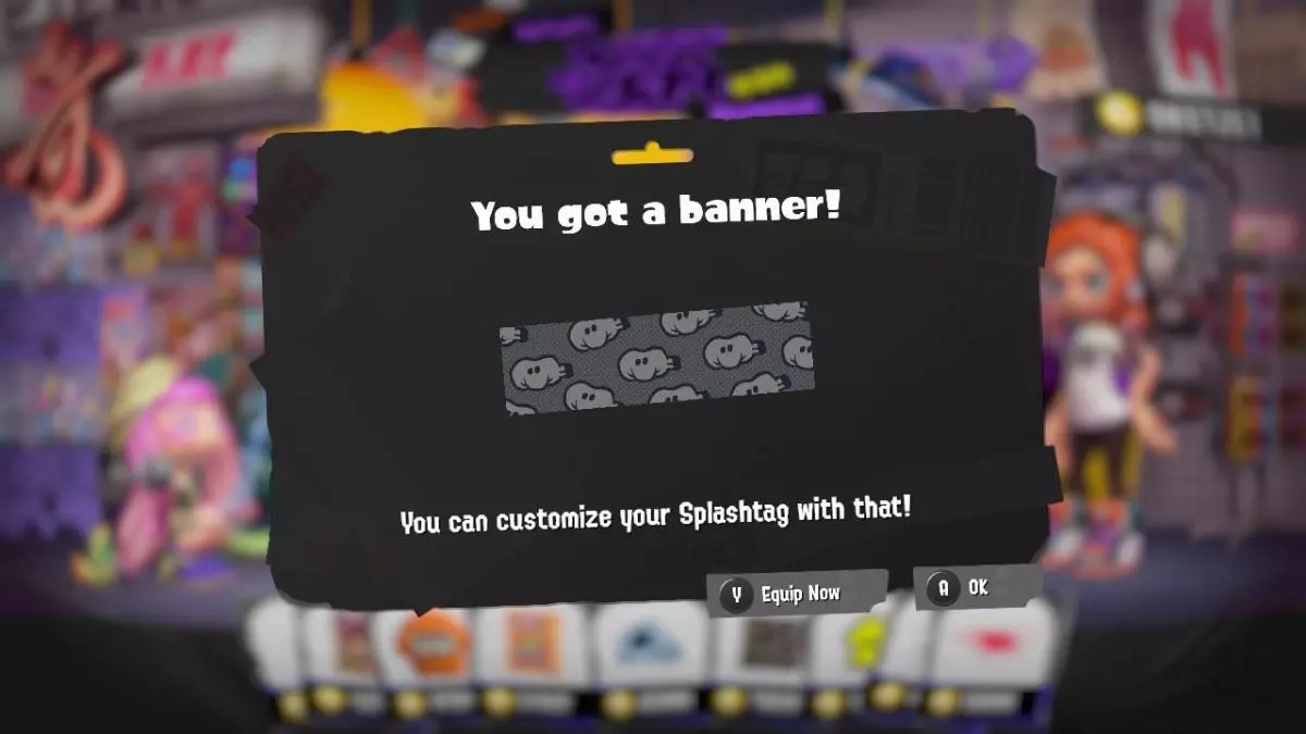 A popup that says a new banner has been awarded in Splatoon 3