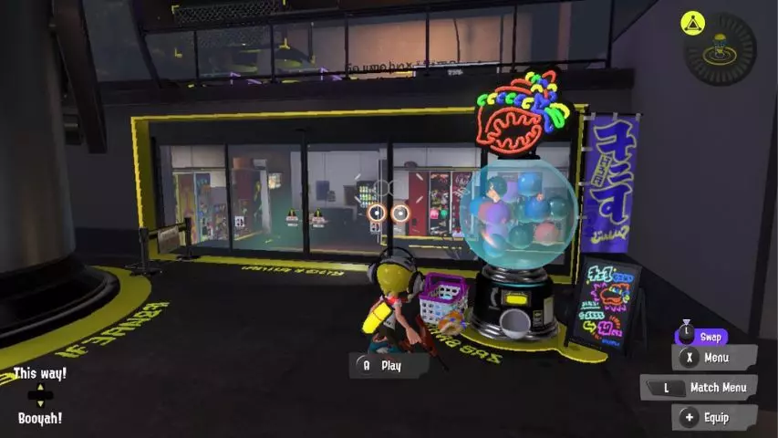 The Shell-Out Machine in Splatoon 3's Battle Lobby