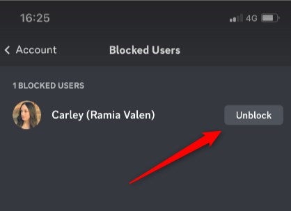 Unblock someone on Discord for mobile.