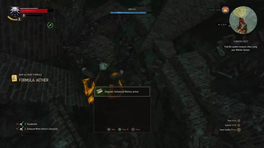 Looting the Enhanced Wolven Armor diagram in Witcher 3.