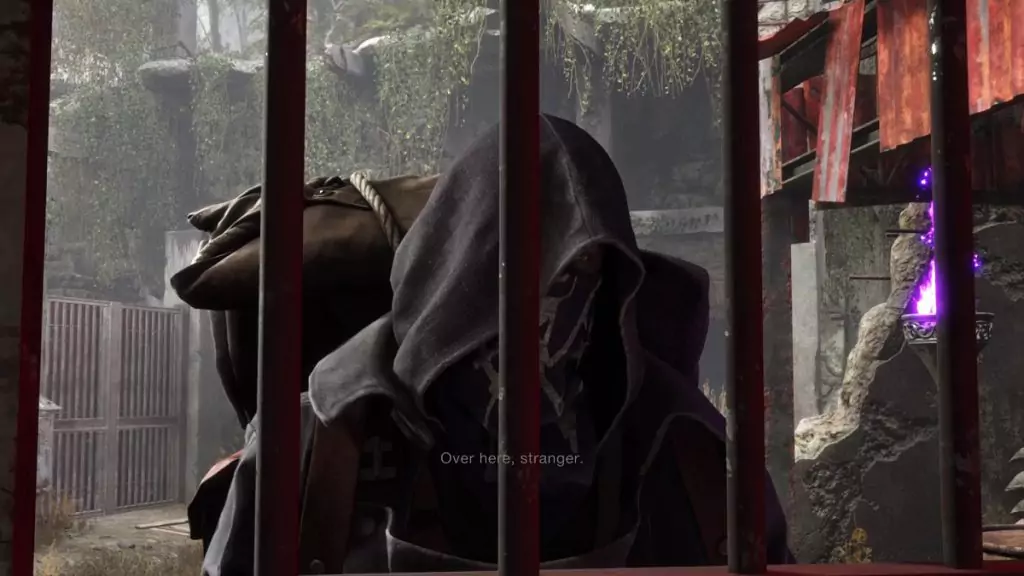 The merchant from Resident Evil 4 greeting Leon.