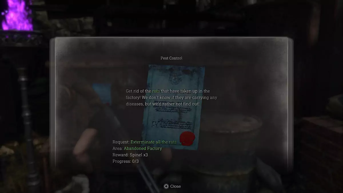Pest Control Merchant Request in the Abandoned Factory from Resident Evil 4.