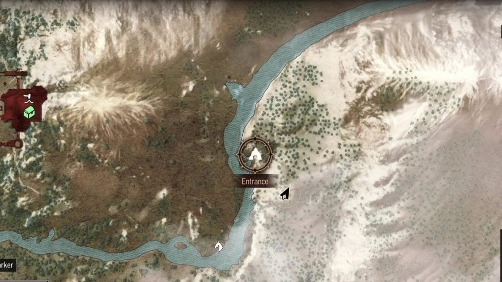 The location of the Superior Wolven Boots shown on the map.
